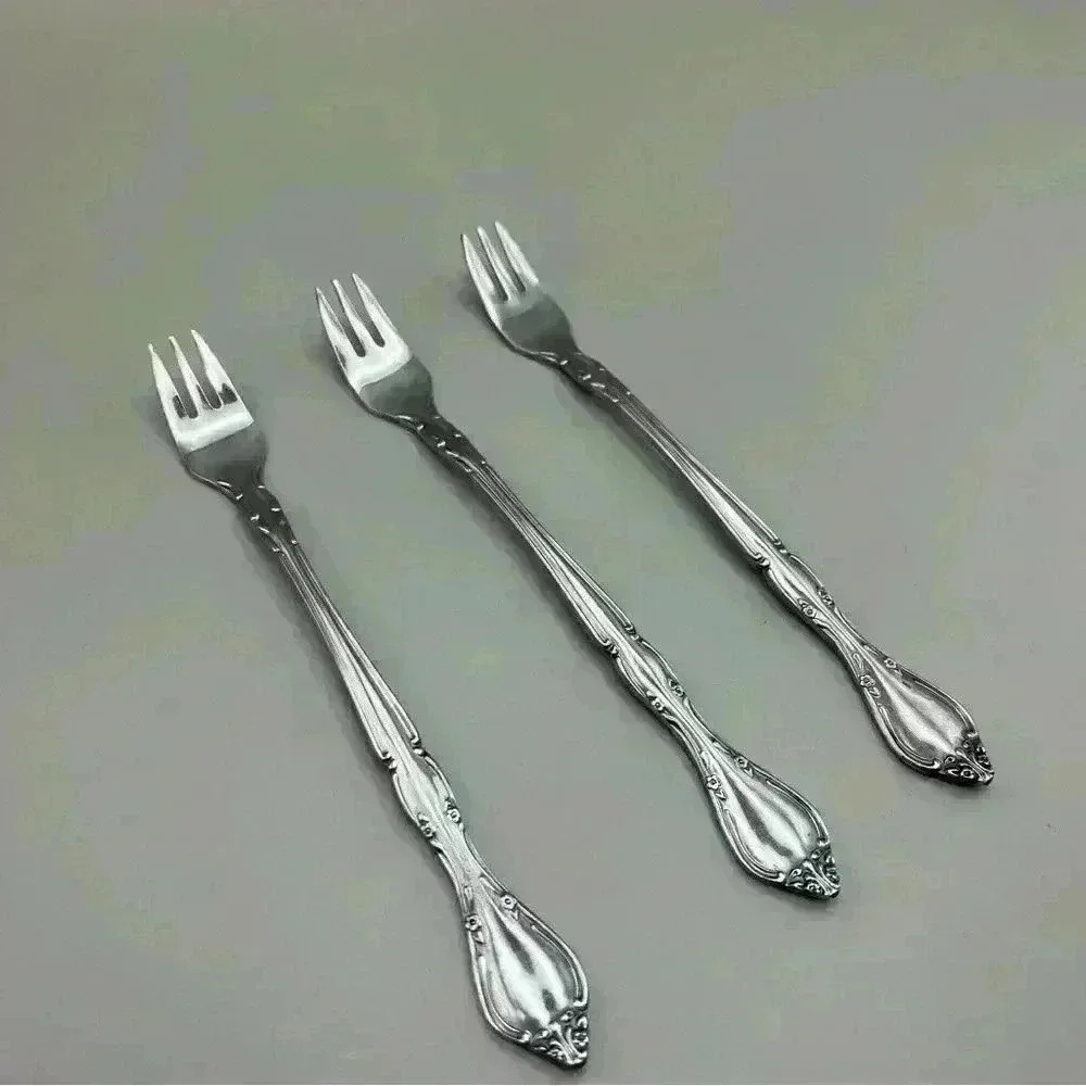 Set Of 3 Towle Supreme Cutlery 5.5” Winter Rose Cocktail/Seafood Fork Stainless